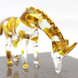 Giraffe Stoop Miniature Figurines Animals Hand Blown Glass Art Collectible Gift Decorate, Clear Gold
