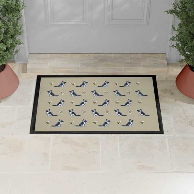 Black & White Cat Pattern Door Mat