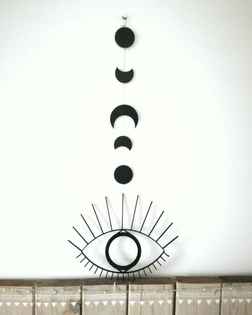 Moon Phase Wall Hanging Art - Phases Lunar -Moon Child Decor Cycle Boho - image 1