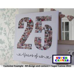 Silver 25Th Wedding Anniversary 25 Years Photo Picture Collage Party Display Board Framed Canvas Print Personalised Mum Dad Grandparent Gift - thumbnail 4