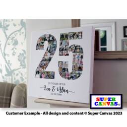 Silver 25Th Wedding Anniversary 25 Years Photo Picture Collage Party Display Board Framed Canvas Print Personalised Mum Dad Grandparent Gift - thumbnail 1