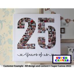 Silver 25Th Wedding Anniversary 25 Years Photo Picture Collage Party Display Board Framed Canvas Print Personalised Mum Dad Grandparent Gift - thumbnail 2