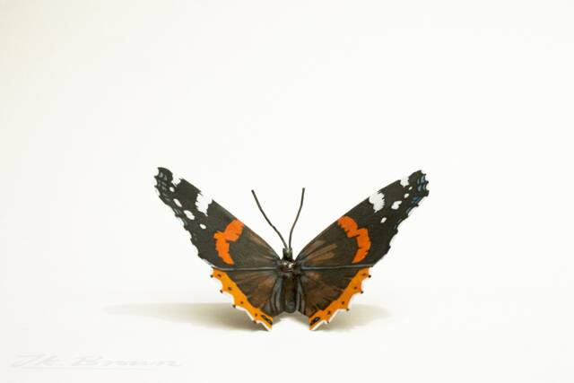 Red Admiral Butterfly Sculpture Scrap Metal Animal Art - image 1