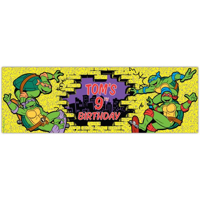 Teenage Mutant Ninja Turtles Birthday - Hole in The Wall Personalised Banner Sticker - image 1