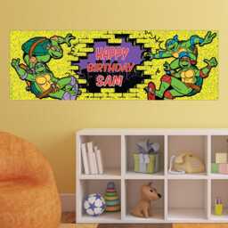 Teenage Mutant Ninja Turtles Birthday - Hole in The Wall Personalised Banner Sticker - thumbnail 3