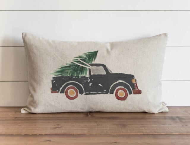 Slate Truck 16 X 26 Pillow Cover // Christmas Holiday Throw Gift Accent - image 1