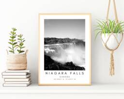 Niagara Poster - Falls Canada Nature Modern Print Art Digital Download Lake Black & White Coordinates - thumbnail 1
