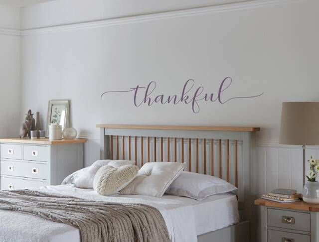 Thankful Sticker Positivity Wall Decor, Thankful Dining Room Art, Mindfulness Decor Bedroom Sticker, Art - image 1