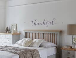 Thankful Sticker Positivity Wall Decor, Thankful Dining Room Art, Mindfulness Decor Bedroom Sticker, Art