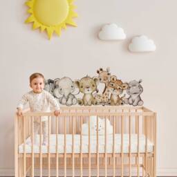 Baby Giraffe Lion Elephant Wall Sticker - Jungle Animal Nursery Decor - thumbnail 3