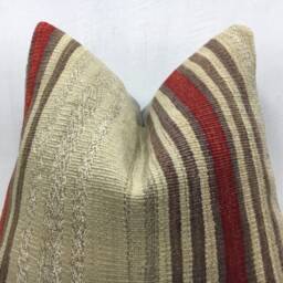 Vintage Kilim Pillow Cover, Turkish Handwoven Pillow, Bohemian Accent - 16x16 - thumbnail 2