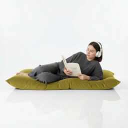 Bean Bag Plush Velvet Floor Cushion Sage Green Square Pillow - thumbnail 1