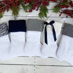 Black & White Christmas Stockings, Family Zebra Print Monochrome Stockings - thumbnail 4