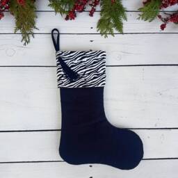 Black & White Christmas Stockings, Family Zebra Print Monochrome Stockings - thumbnail 2