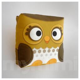 Forest Owl Pillow Handmade Woodland Animal Decor - 7x7 - thumbnail 2