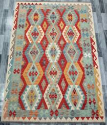Handmade Kilim Rug, Traditional Artisan Afghan Turkish Aztec Navajo Wool Rug 244x171 cm - thumbnail 1