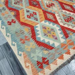 Handmade Kilim Rug, Traditional Artisan Afghan Turkish Aztec Navajo Wool Rug 244x171 cm - thumbnail 2