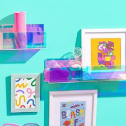 Rainbow Acrylic Montessori Kids Iridescent Floating Bookshelves - thumbnail 2