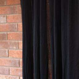 Full Length, Tab Top, Black Sheer 100% Cotton Muslin Curtain Panel - thumbnail 3