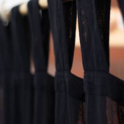 Full Length, Tab Top, Black Sheer 100% Cotton Muslin Curtain Panel - thumbnail 2