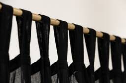 Full Length, Tab Top, Black Sheer 100% Cotton Muslin Curtain Panel - thumbnail 1