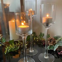 Set Of 3 Glass Candle Tea Light Holders Table Decoration Decorative Home Votive - thumbnail 3