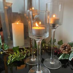 Set Of 3 Glass Candle Tea Light Holders Table Decoration Decorative Home Votive - thumbnail 2