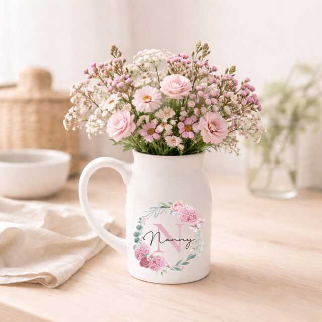 Personalised Name Vase Ceramic Flower Jug Birthday/Mother's Day Gift - image 1