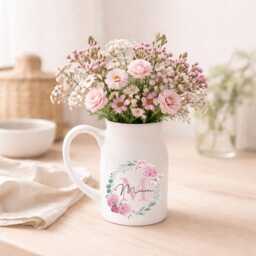 Personalised Name Vase Ceramic Flower Jug Birthday/Mother's Day Gift - thumbnail 2