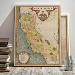 Vintage California National Parks Map, Golden State Wall Art - thumbnail 4