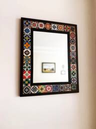 Mexican Tile Mirror, Bohemian Tile, Mosaic Talavera Art Deco Wall