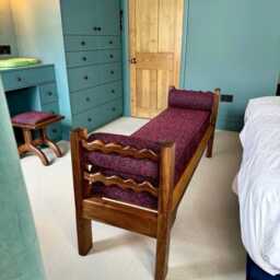 Solid Walnut Boucl?? Day Bed - Luxury Handcrafted UK Furniture Home Decor - thumbnail 3