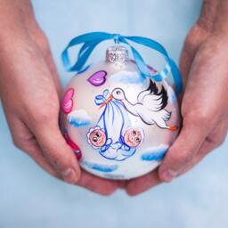 We Are Expecting Baby, Ornament Personalized, Baby Shower Gift Pregnancy Stork Glass Bauble Excepting Twins Parents 1St Christmas Gift