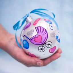 We Are Expecting Baby, Ornament Personalized, Baby Shower Gift Pregnancy Stork Glass Bauble Excepting Twins Parents 1St Christmas Gift - thumbnail 4