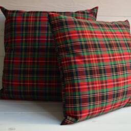 Green & Red Tartan Print Pillow, Decorative Cushions, Matching Blankets, Pillows, Throw Christmas Pillow - thumbnail 2