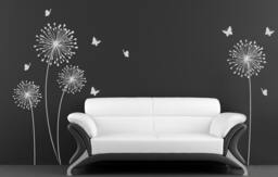 Decal Stylish Modern Flowers With Butterflies Wall Sticker Decalsstick On Art By Decalisland -Modern Sd 025 - thumbnail 1