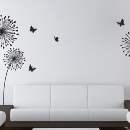 Decal Stylish Modern Flowers With Butterflies Wall Sticker Decalsstick On Art By Decalisland -Modern Sd 025 - thumbnail 2