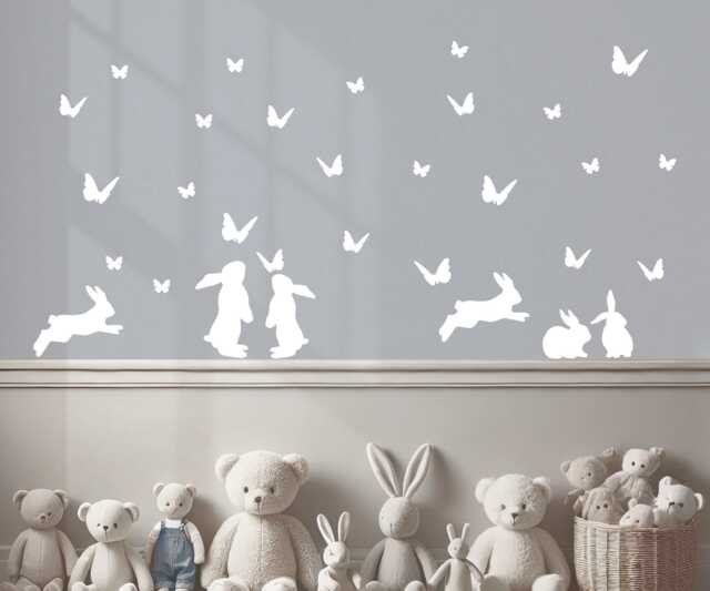 Bunny & Butterflies Wall Decal Sticker Pack - image 1
