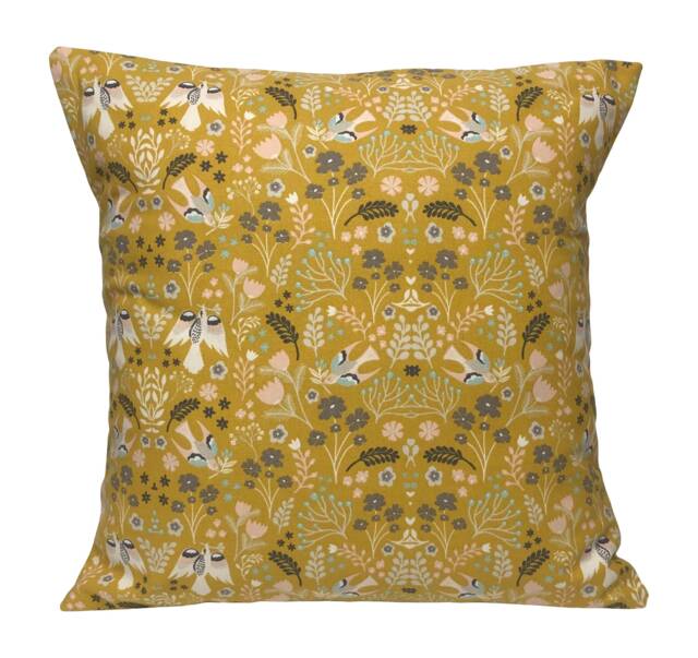 "1 X Fryetts Folklore Ochre Pink Blue Cushion Cover 16"" 18"" 20"" 22"" 24" - image 1