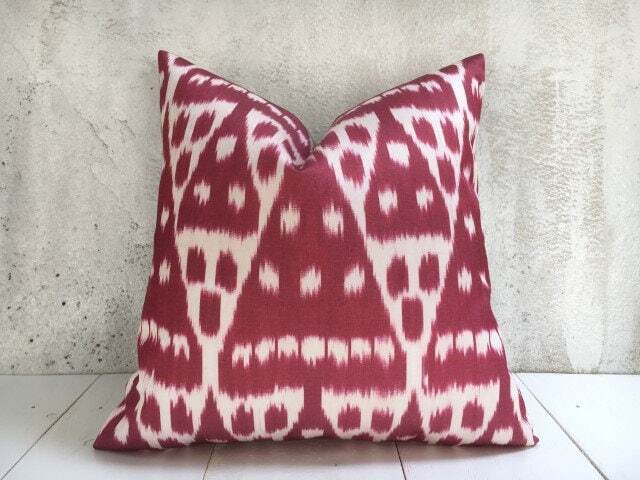 Handwoven Silk Ikat Pillow Cover, Modern Accent Cushion - 20x20 - image 1