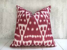 Handwoven Silk Ikat Pillow Cover, Modern Accent Cushion - 20x20 - thumbnail 1