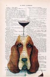 Happy Basset Hound With Wine Glass, Pop, Funny Poster, Dictionary Print Giraffe Gift Dorm College Home Wall Decor - thumbnail 2