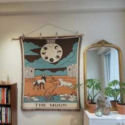 The Moon Tarot Woven Blanket, Celestial Wall Hanging, Spiritual Art - thumbnail 1