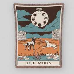 The Moon Tarot Woven Blanket, Celestial Wall Hanging, Spiritual Art - thumbnail 2