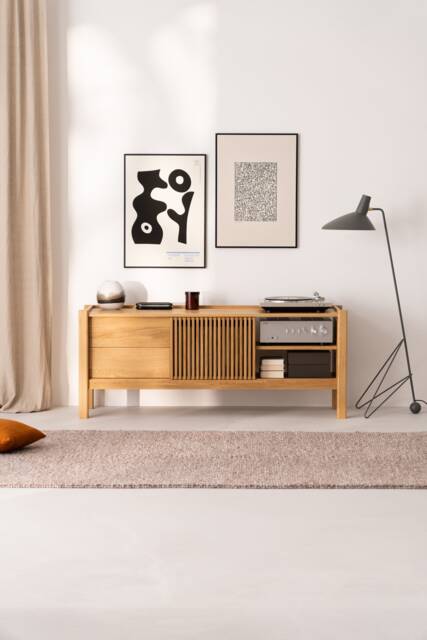 Jamm Low 160 - Record Player Stand With Storage Made Of Solid Oak Wood - image 1