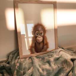 Baby Orangutan Print, Safari Bedroom Decor, Nursery Wall Art, Posters, Kids Room Gift Print - thumbnail 2
