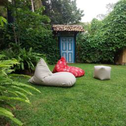 Outdoor Bean Bag Chair Cover, Beige Linen-Look, Waterproof Inner Case, Heavy Duty Patio Seat - thumbnail 3