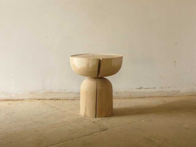 Wooden, Round, Handmade, Side Table - image 1