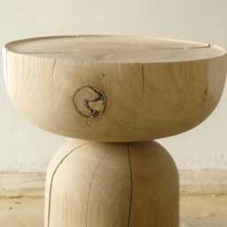Wooden, Round, Handmade, Side Table - thumbnail 2