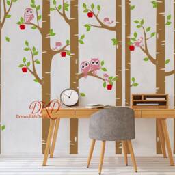 Birch Tree Owls Wall Decal, Baby Nursery Decor - thumbnail 3